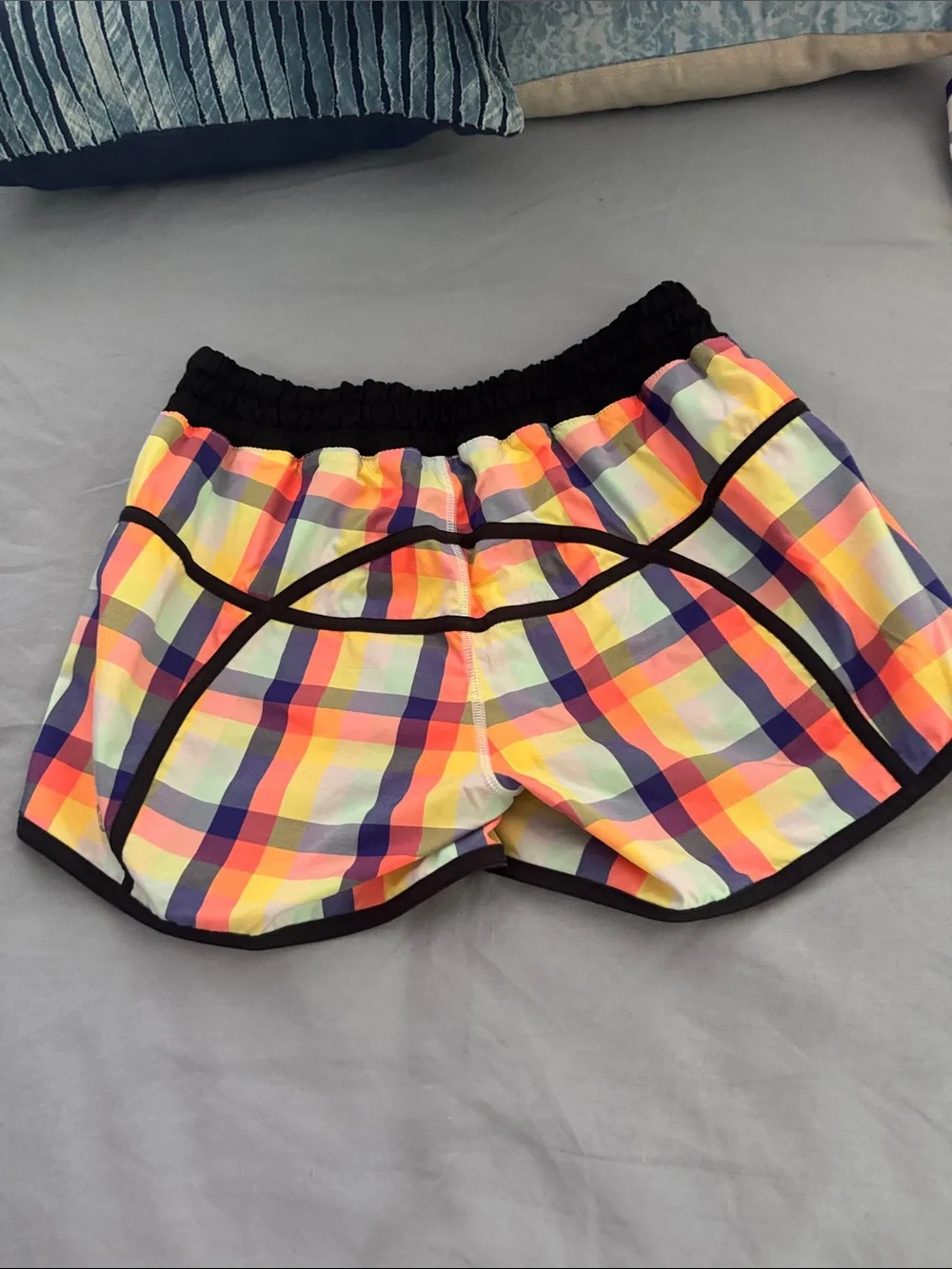 lululemon Neon Plaid Tracker 5 sho Athletic Shorts with liner 4” inseam - Picture 3 of 6